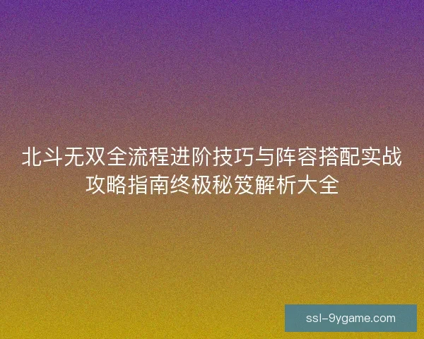 北斗无双全流程进阶技巧与阵容搭配实战攻略指南终极秘笈解析大全